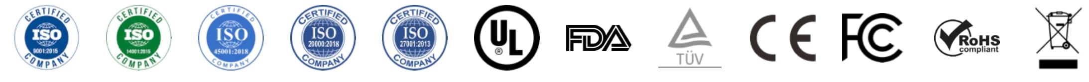 Wolontek ISO, UL, CE, FCC, RoHS Certifications