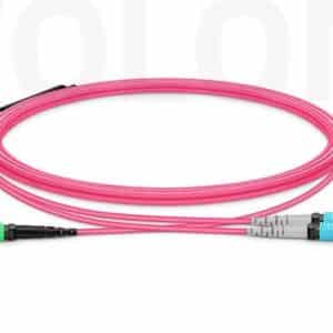 16-Fiber MTP-16 APC to 2x MTP-8 UPC breakout cable OM4 multimode for 400G SR8 transceiver