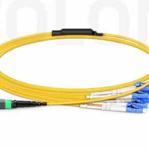 16-Fiber MTP APC to 8x LC UPC harness cable OS2 singlemode crossover 400G DR8