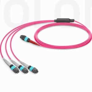 24-Fiber MTP-24 to 3x MTP-8 UPC breakout harness cable OM4 Type B for Base-8 migration by Wolontek
