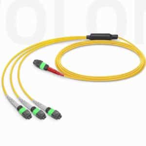 24-Fiber MTP-24 to 3x MTP-8 APC breakout conversion cable OS2 singlemode Type B for PSM4 deployments
