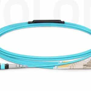 8-Fiber MTP to 4x LC UPC harness cable OM4 aqua jacket Type B legacy migration