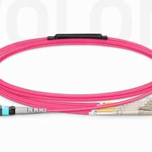 Custom staggered 8-Fiber MTP to LC UPC breakout harness cable OM4 Type B