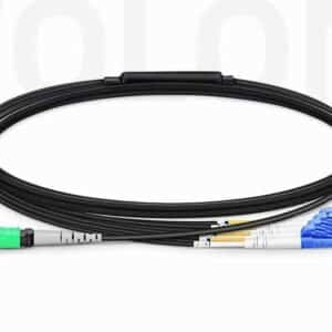 Custom OS2 MTP®-8 APC to 4x LC UPC Harness Cable, Heavy-Duty Black Jacke