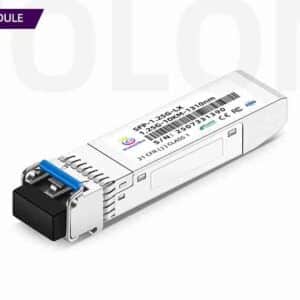 Custom 1.25G 1000BASE-LX 1km short-reach single-mode SFP MODULE by Wolon, featuring 1310nm wavelength and blue LC pull-tab.