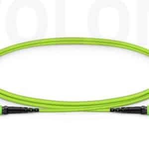 Lime green Custom OM5 MTP-12 to MTP-12 patch cord engineered for next-generation SWDM4 and 400G wideband transmission.