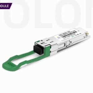 Factory direct 100G QSFP28 CWDM4 module with green pull-tab, 2km 1310nm single-mode LC transceiver for hyperscale DCI.