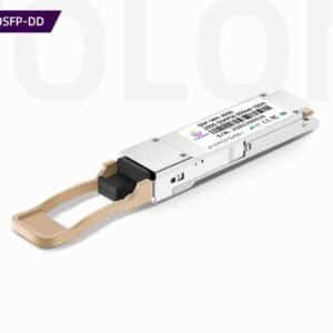 WolonFiber custom 200GBASE-SR4 QSFP56 optical module with beige pull-tab and MPO-12 interface, 50G PAM4 for AI switch-to-GPU connectivity.