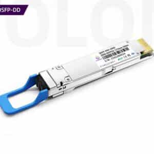 OEM 200GBASE-DR4 QSFP56 parallel single-mode module with blue pull-tab and MPO-12 interface, 500m reach for scalable Spine-Leaf topologies.
