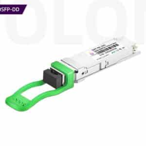 WolonFiber 200GBASE-FR4 QSFP56 optical module with yellow pull-tab, duplex LC interface for cost-effective 2km Hyperscale DCI connections.