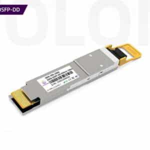 Factory direct 200GBASE-SR8 QSFP-DD optical transceiver with green pull-tab, 8x25G NRZ signaling via MPO-24 interface for massive breakout architectures.